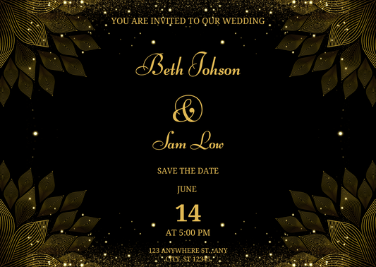 Black Gold Modern Wedding Invitation Card