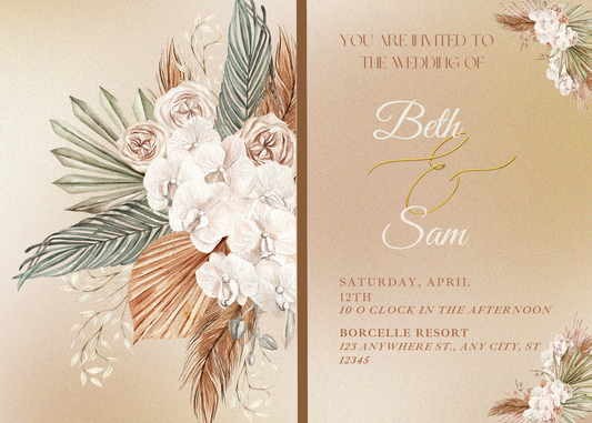 Gold and Beige Elegant Wedding Invitation