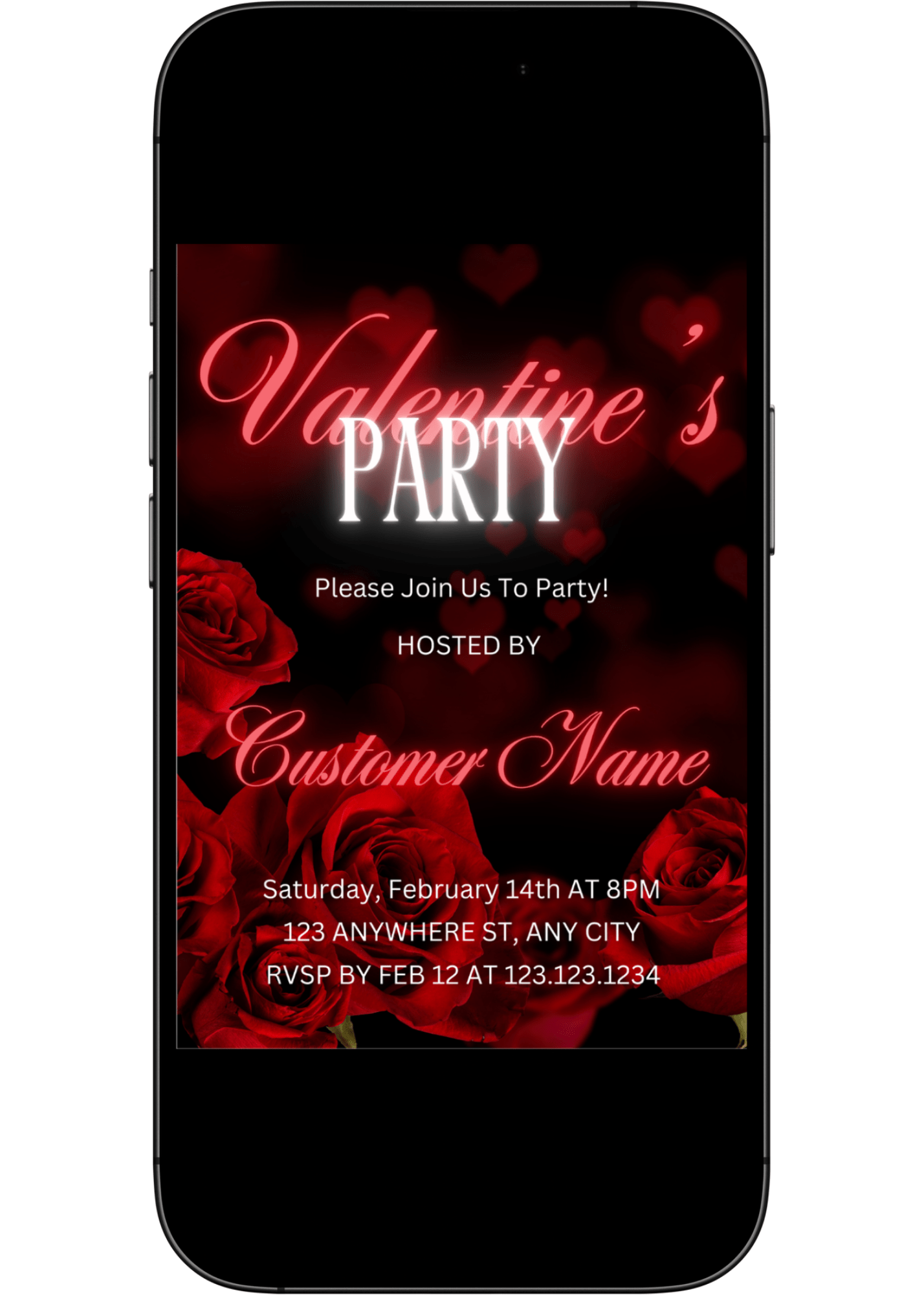 Red Roses Valentine Invite - Johanna K Gleason