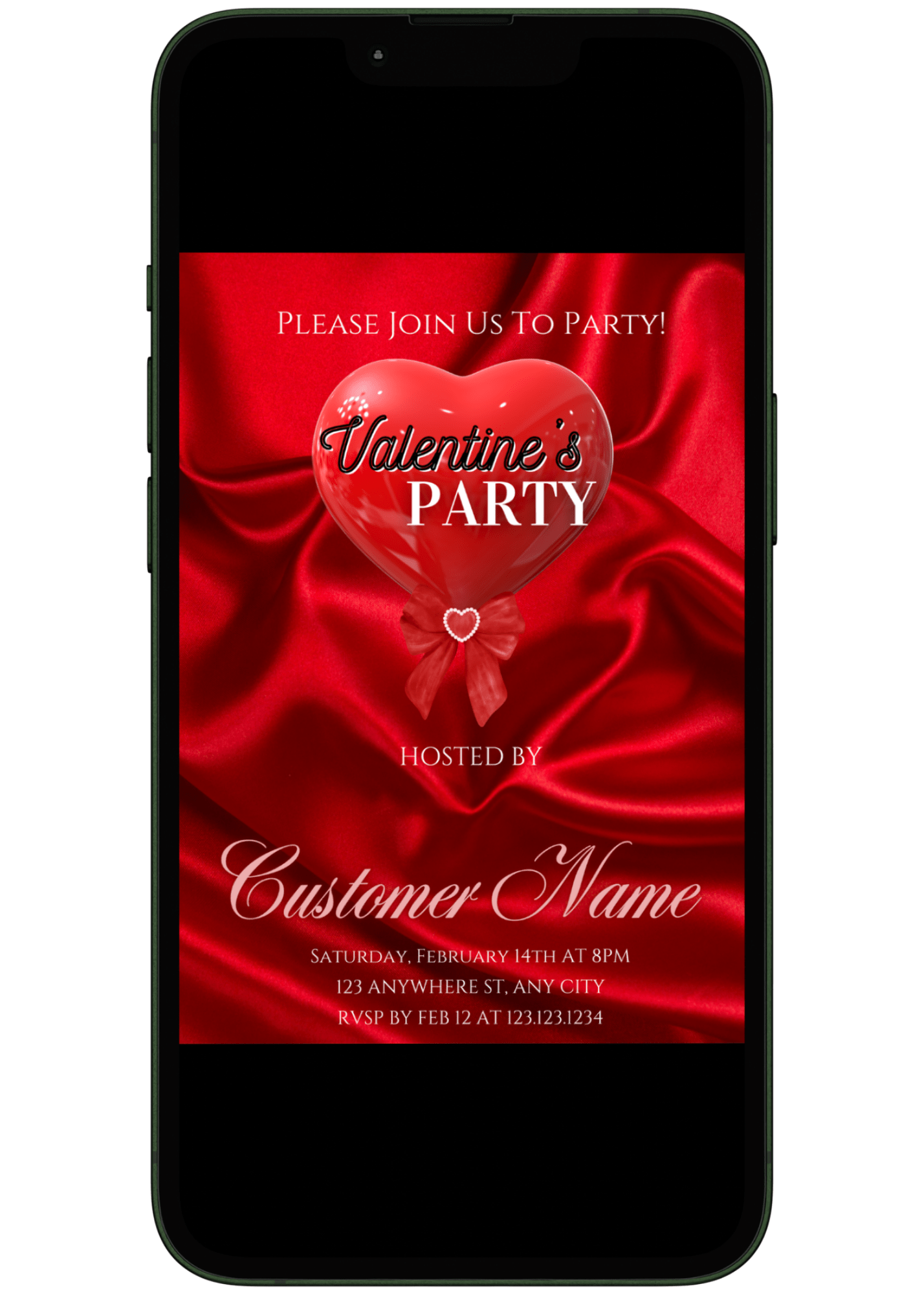 Red Satin Valentine Invite - Johanna K Gleason