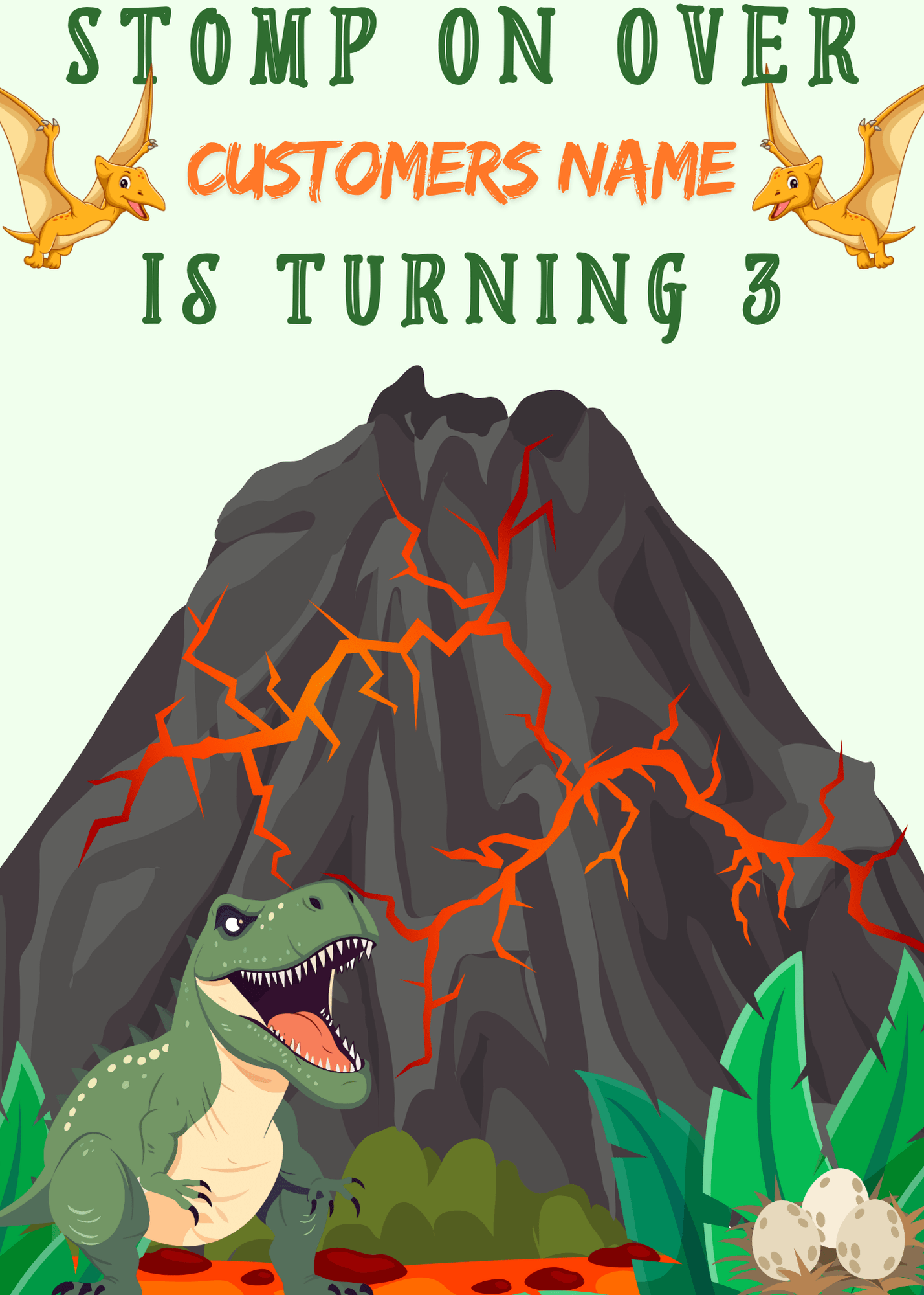 Dino Volcano Party Invite - Johanna K Gleason