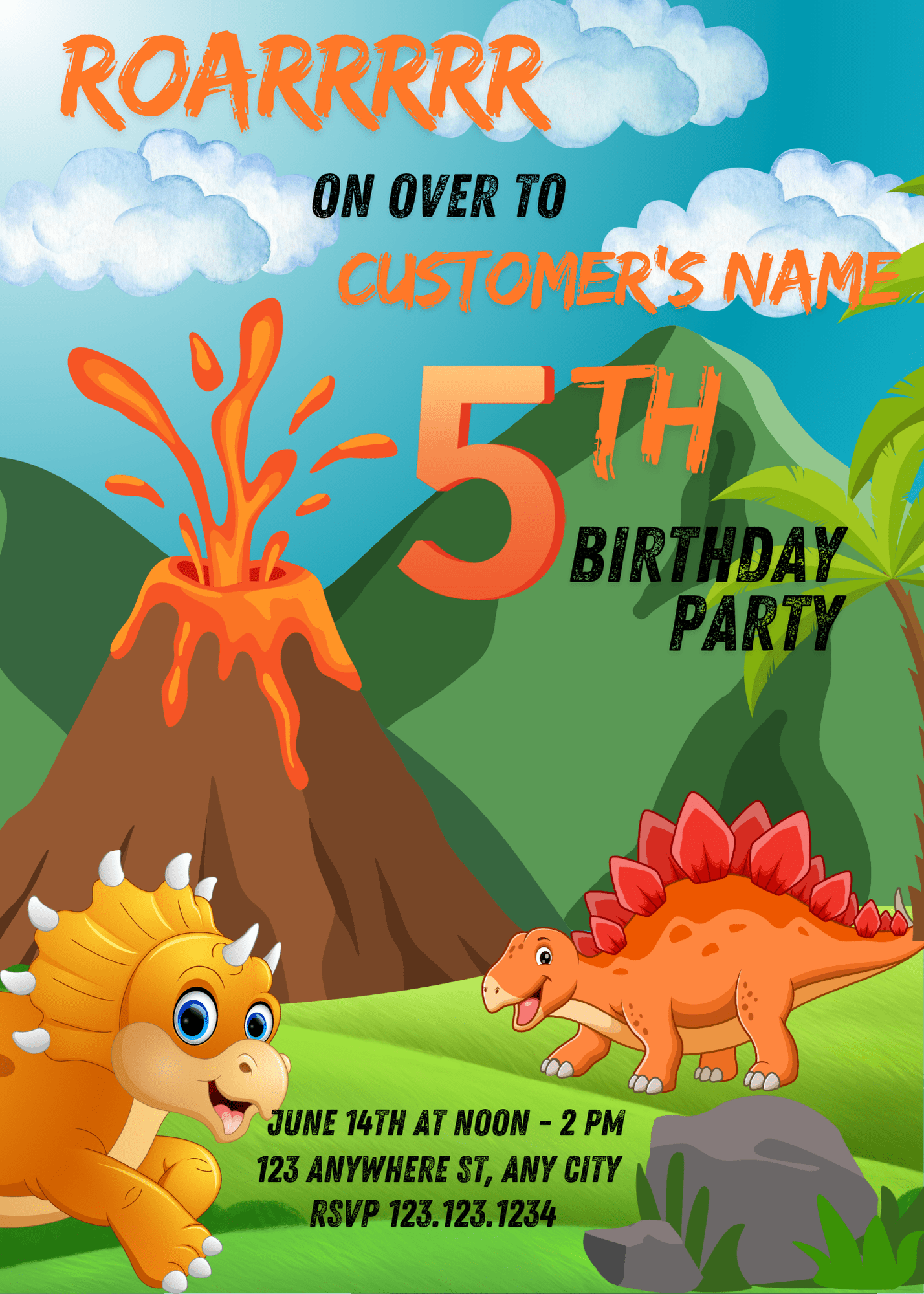 Roar On Over Birthday Invite - Johanna K Gleason