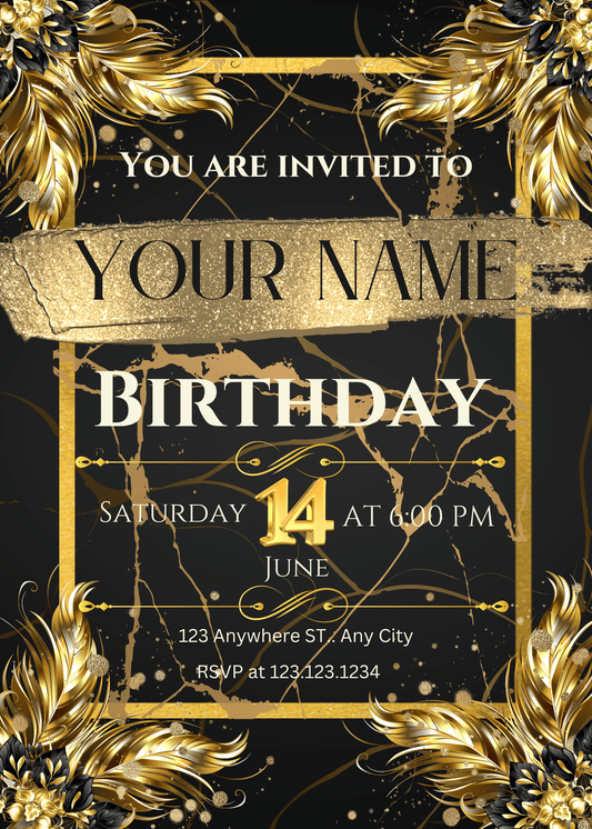 Golden Glam Party Invite - Johanna K Gleason