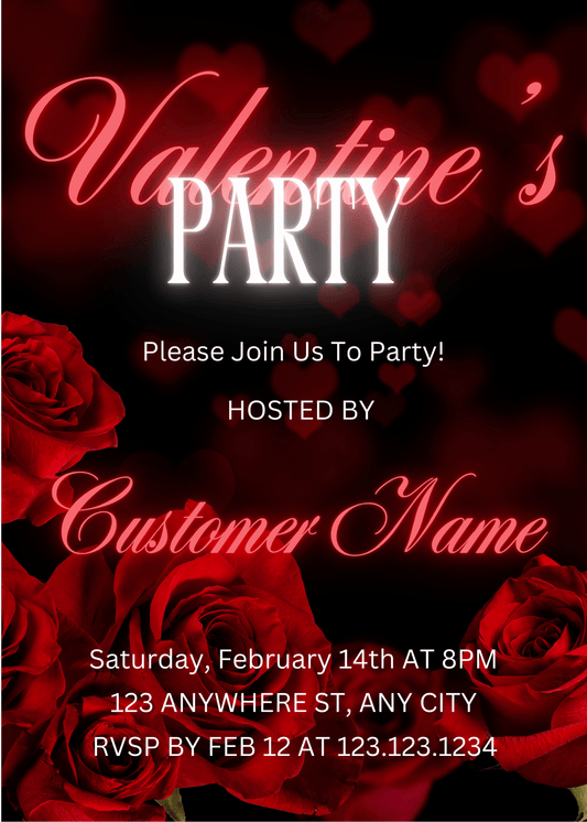 Red Roses Valentine Invite - Johanna K Gleason